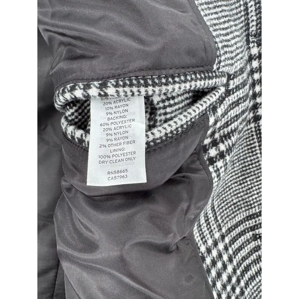 Nordstrom Open Edit Mens Glen Plaid Coat Black White Check Overcoat Large NWOT - Picture 7 of 11